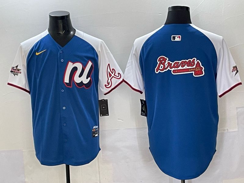 Men Atlanta Braves Blank Blue white All star 2025 Nike MLB Jersey style 02
